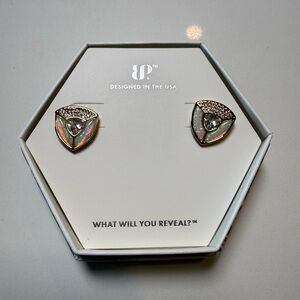 Bomb Party The Shape of Strength October Birthday Opal and Gold Earrings